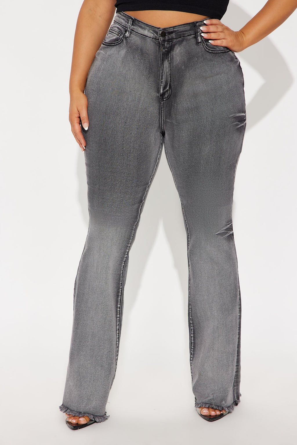 Tall Highest Stakes Stretch Flare Jeans - Black Wash