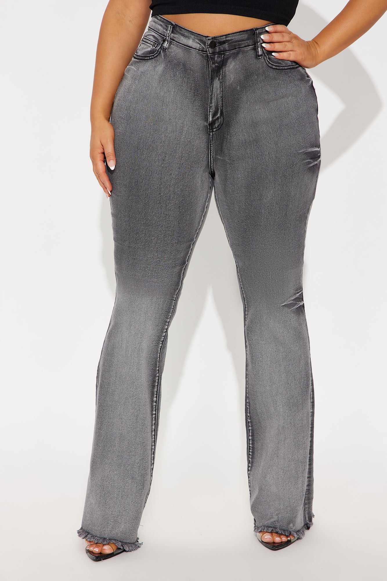 Tall Highest Stakes Stretch Flare Jeans - Black Wash