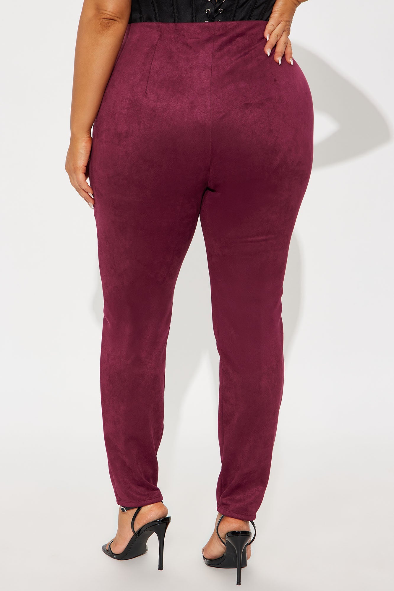 Tell Me A Secret Faux Suede Skinny Pant - Burgundy