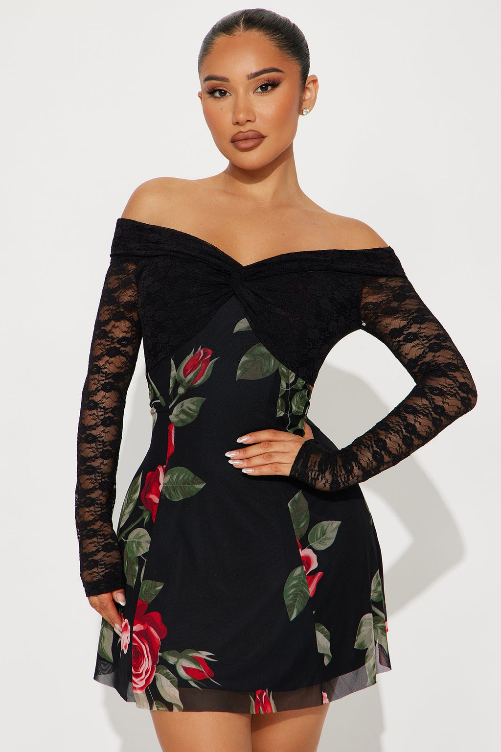 Rosalee Mesh Mini Dress - Black