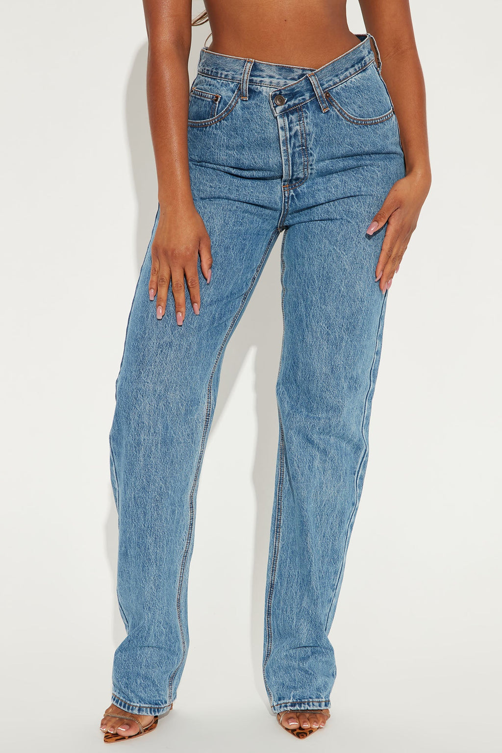 Tall Crossover Straight Leg Jeans - Medium Wash