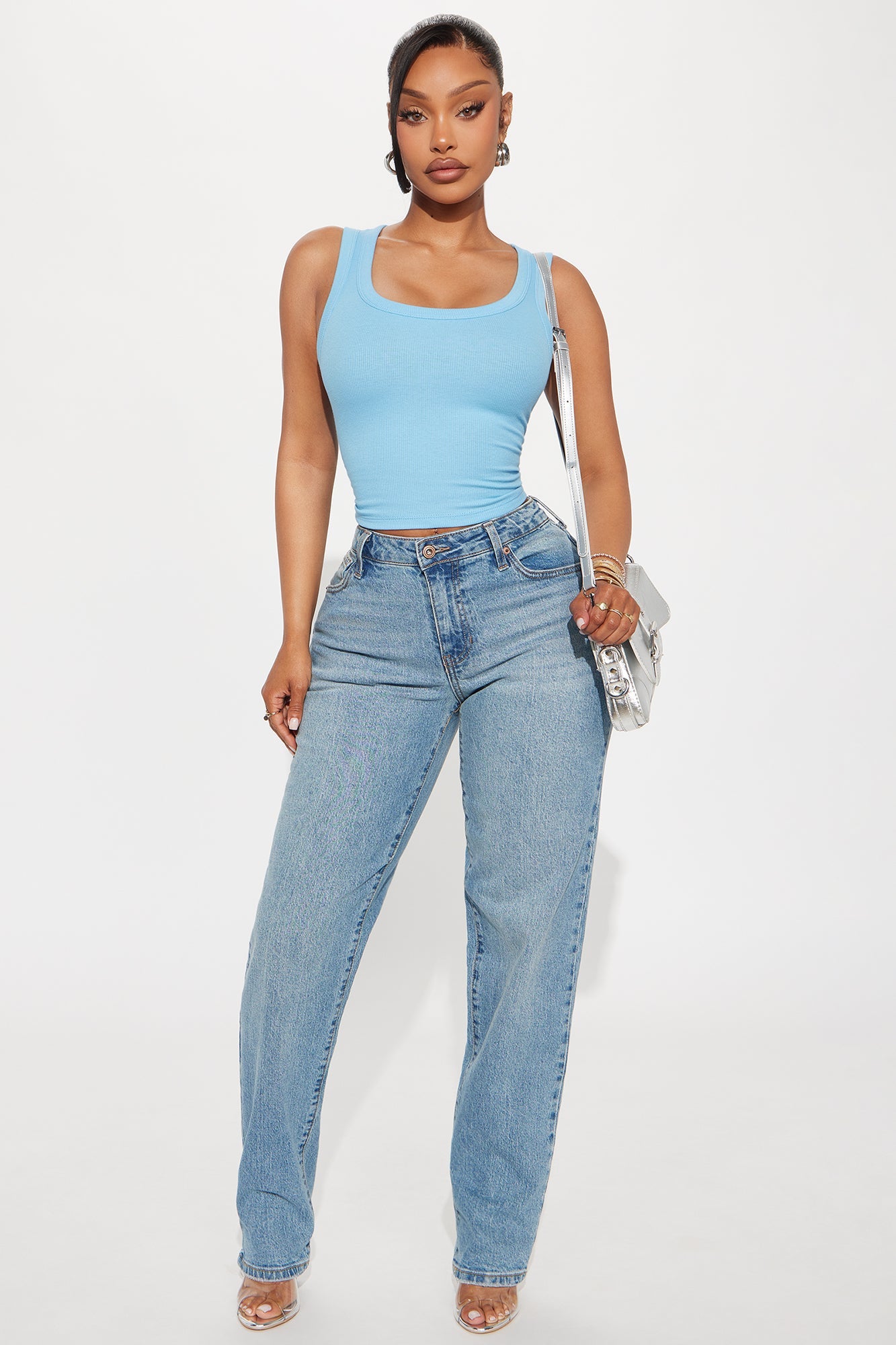 Let It Happen Slim Straight Leg Jeans - Medium Wash