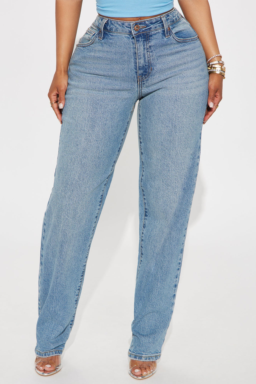 Let It Happen Slim Straight Leg Jeans - Medium Wash