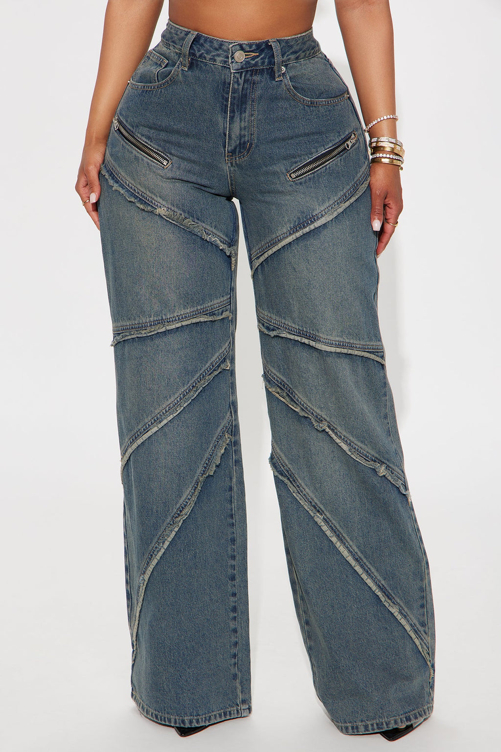 Most Magnetic Womens Wide Leg Loose Jeans - Vintage Wash