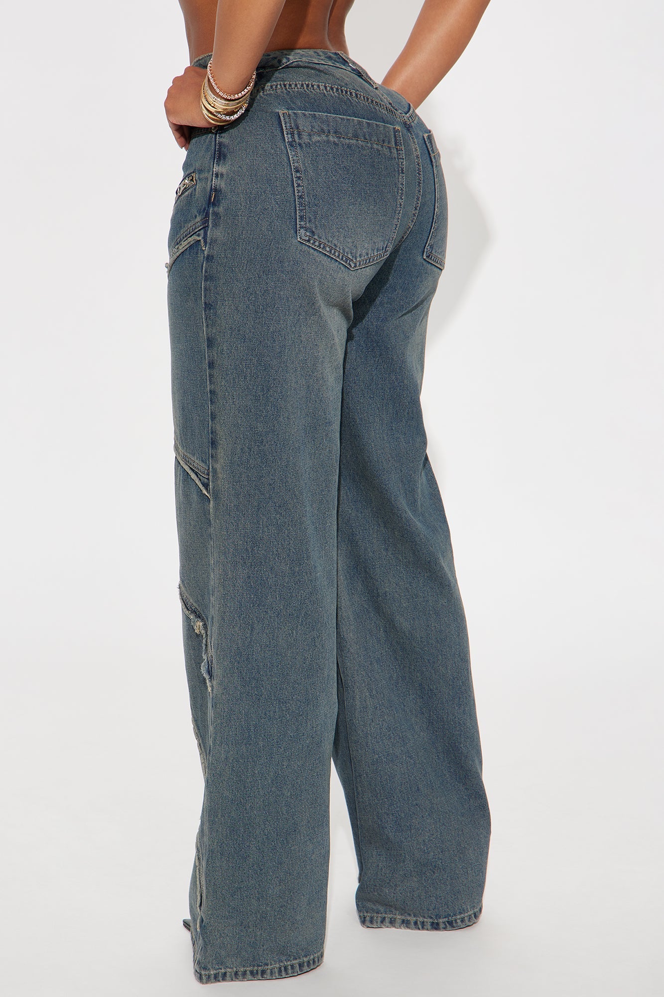 Most Magnetic Womens Wide Leg Loose Jeans - Vintage Wash