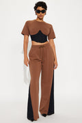 True Believer Corset Tee Pant Set - Brown