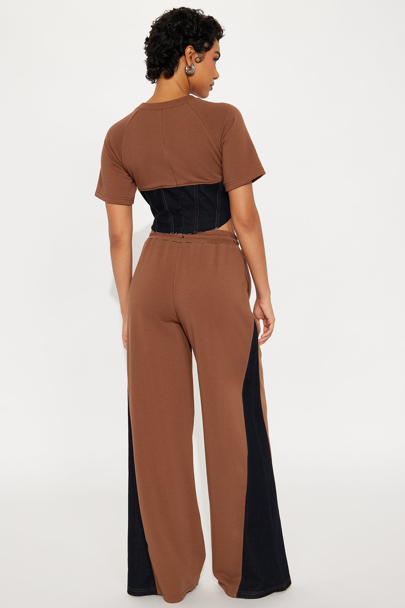 True Believer Corset Tee Pant Set - Brown