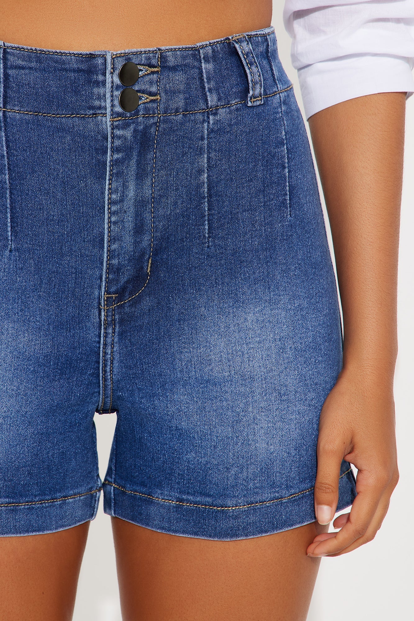 City Breeze High Rise Denim Shorts - Medium Wash