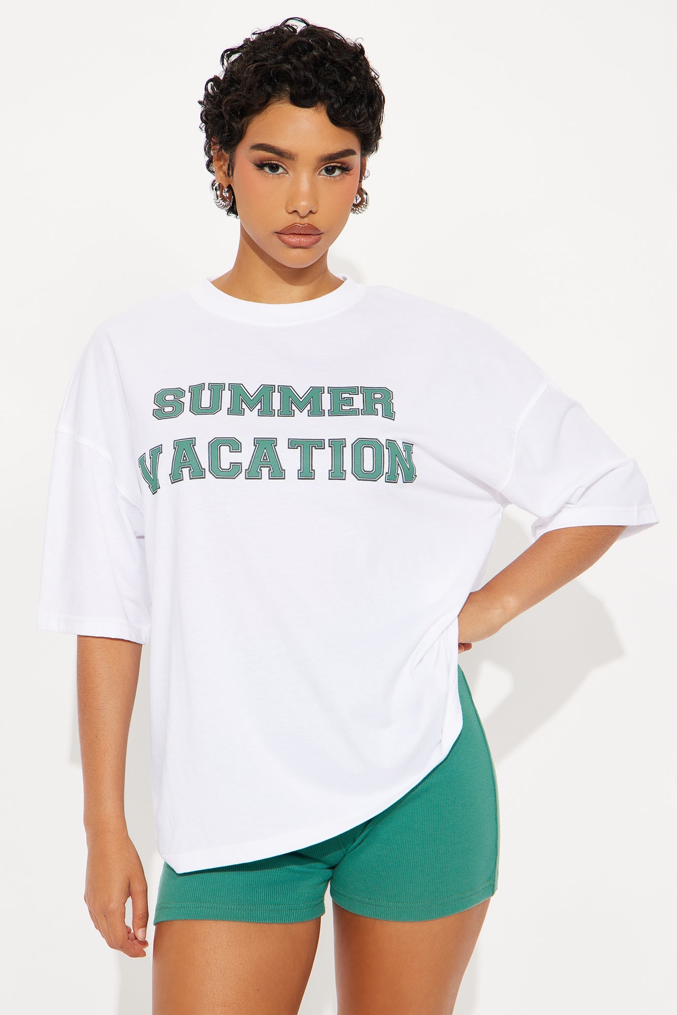 Summer Vacation Biker Short Set - Green/combo