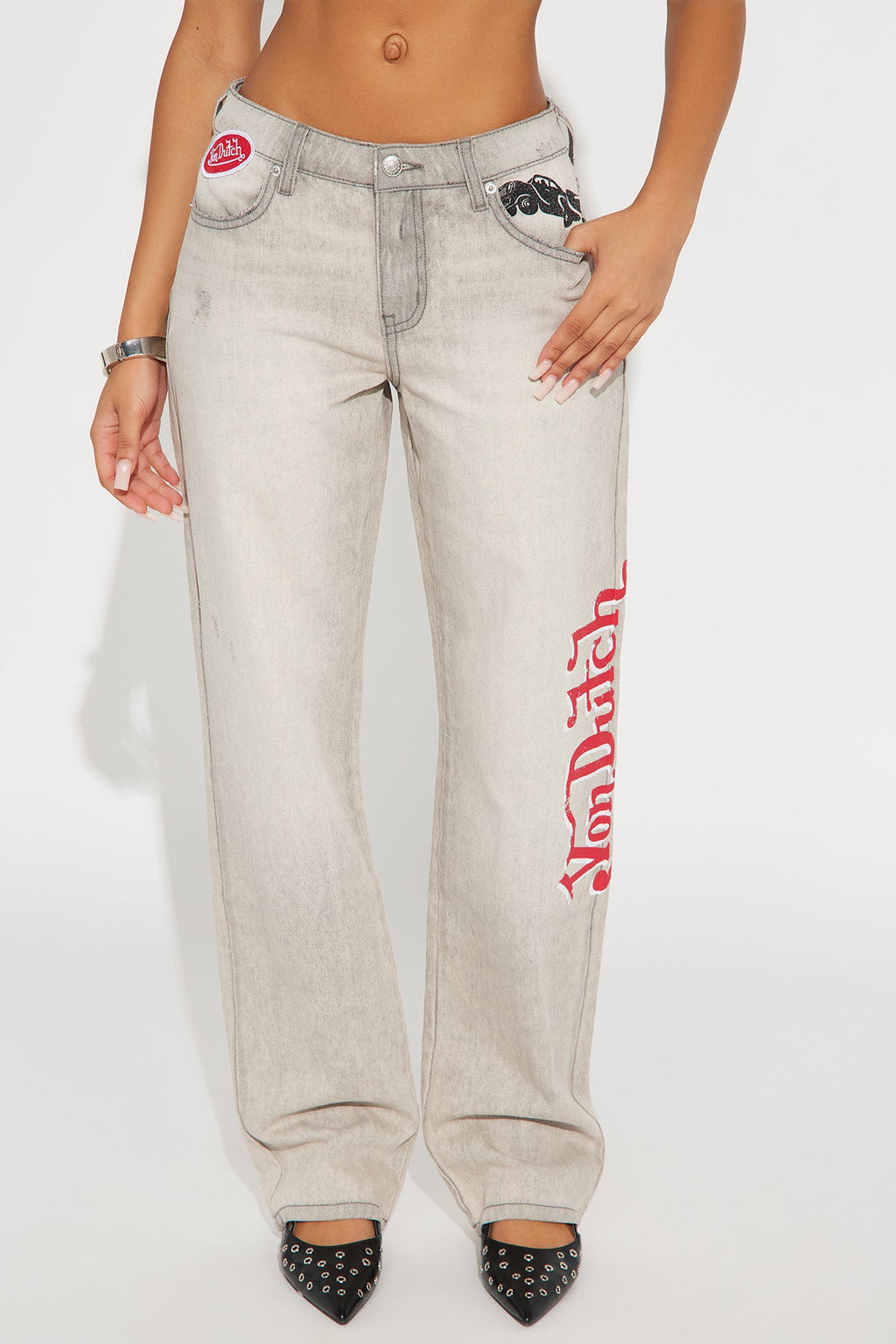 Von Dutch Originals Low Rise Straight Leg Jeans - Grey