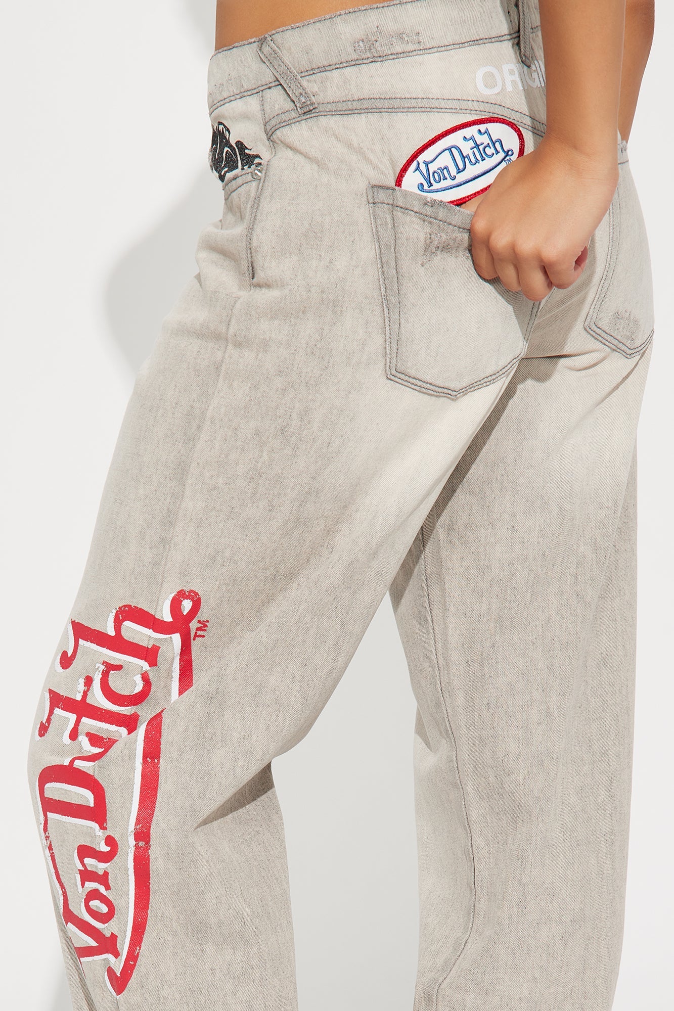 Von Dutch Originals Low Rise Straight Leg Jeans - Grey