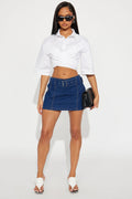 Jordan Belted Denim Mini Skirt - Rinse Blue Wash