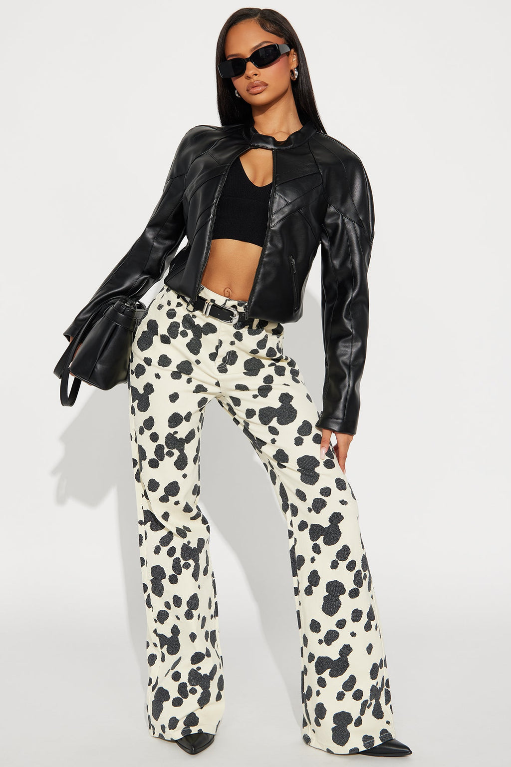 Something Sweet Printed Flare Jeans - Black/White