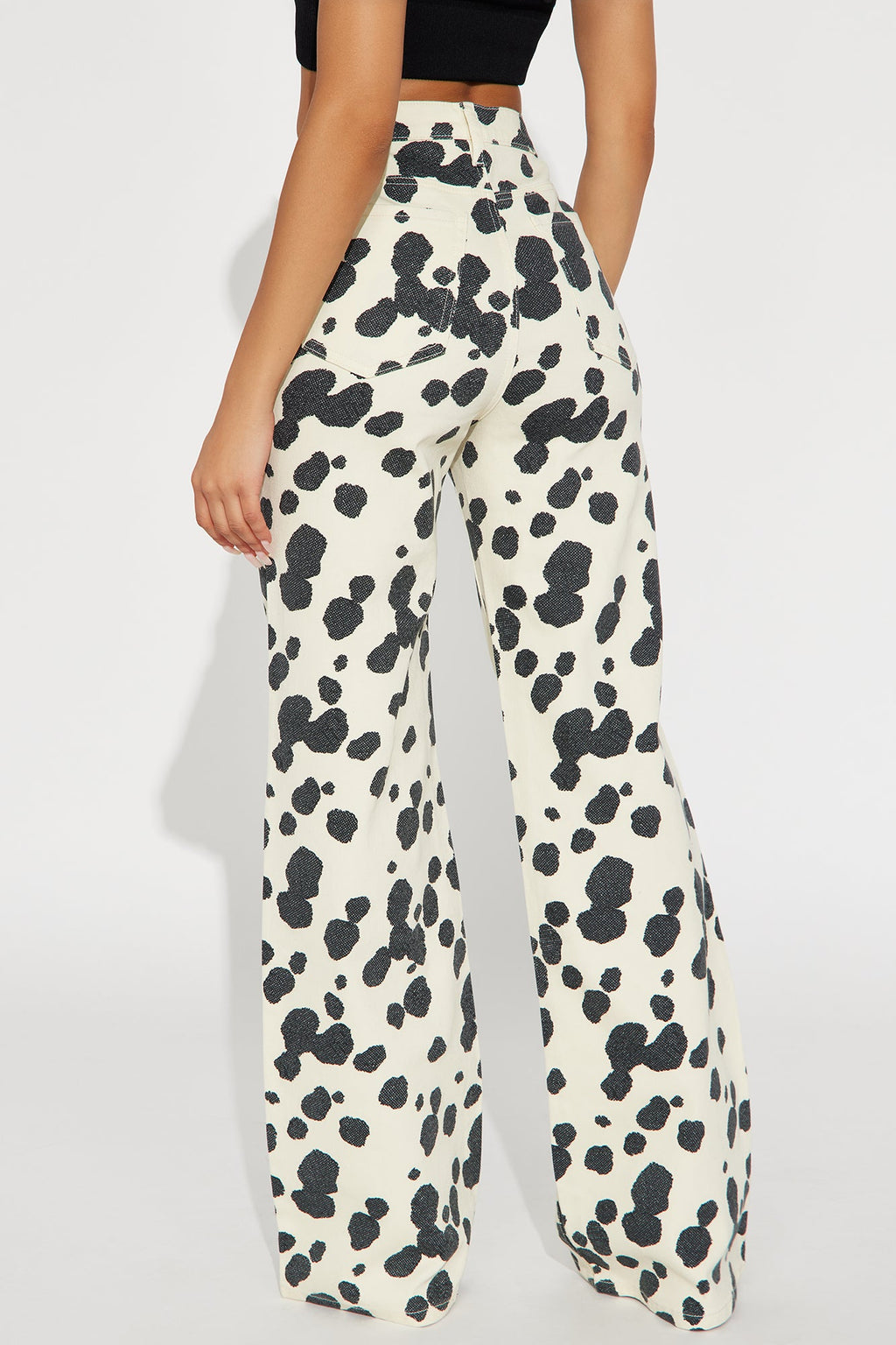 Something Sweet Printed Flare Jeans - Black/White