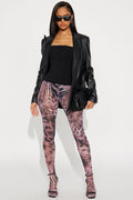 Untamed Leopard Mesh Footed Legging - Brown/combo