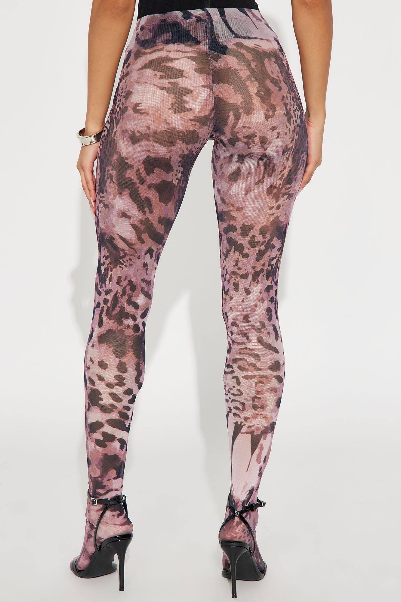 Untamed Leopard Mesh Footed Legging - Brown/combo
