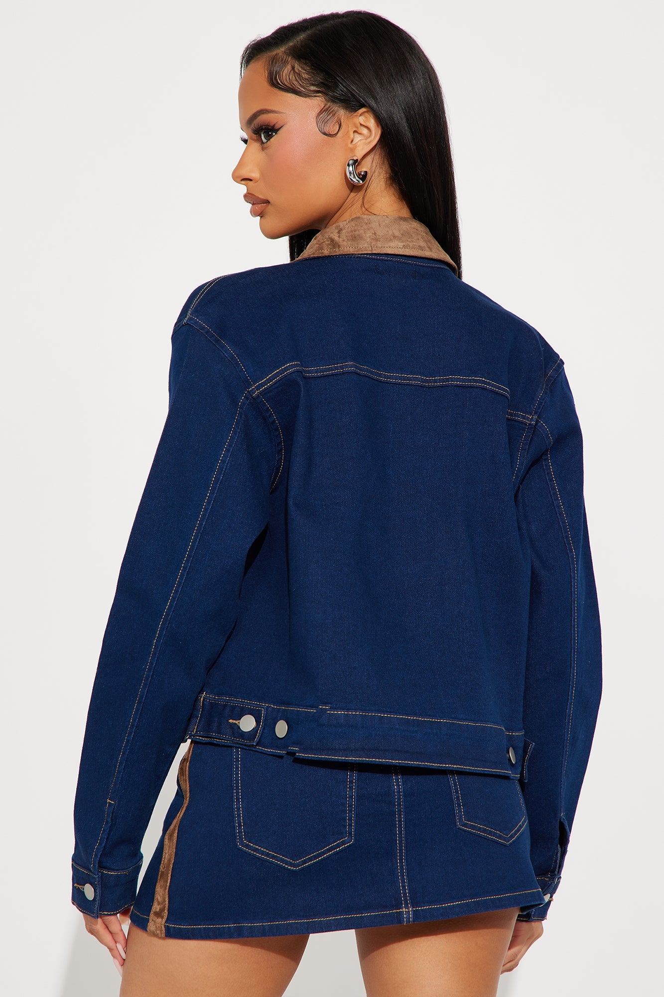 Jaqueline Denim Jacket Mini Skirt Set - Dark Wash