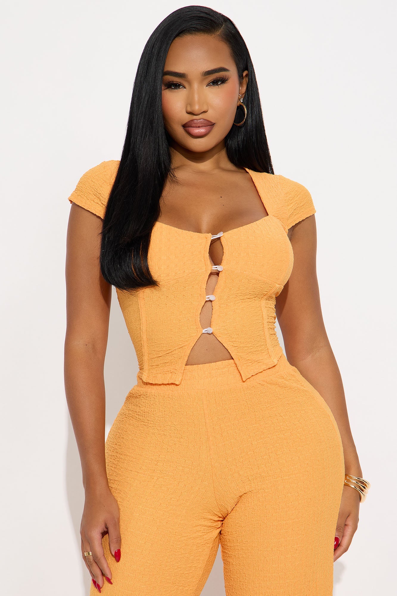 Tamaria Textured Pant Set - Orange