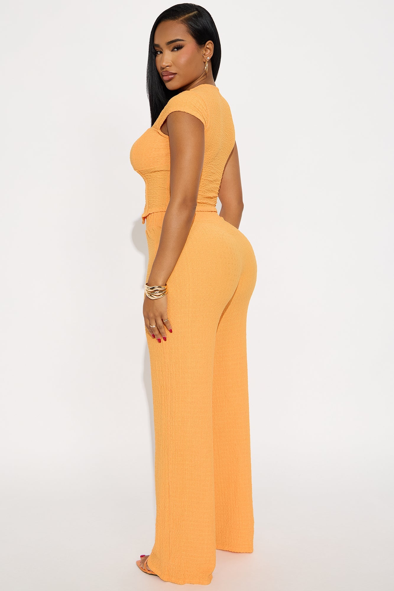Tamaria Textured Pant Set - Orange