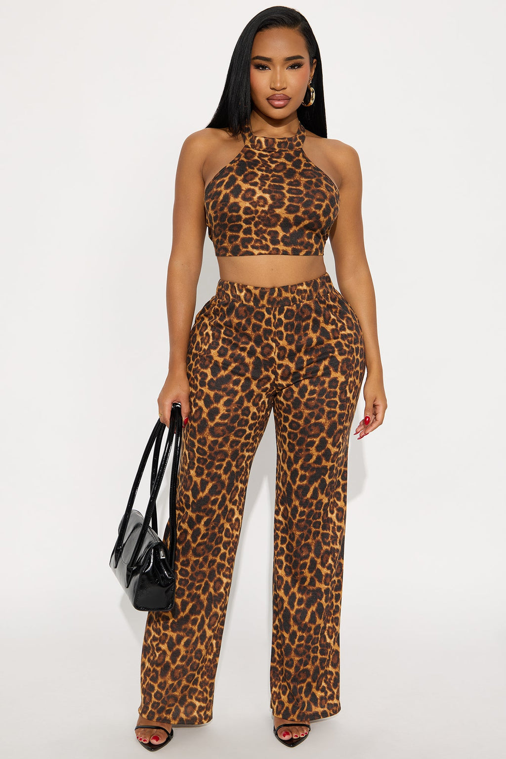 My Wild Side Leopard Pant Set - Brown/combo