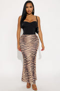 Feeling Feisty Tiger Print Mesh Maxi - Brown/combo