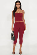 Stirling Snatched Capri Pant Set - Burgundy
