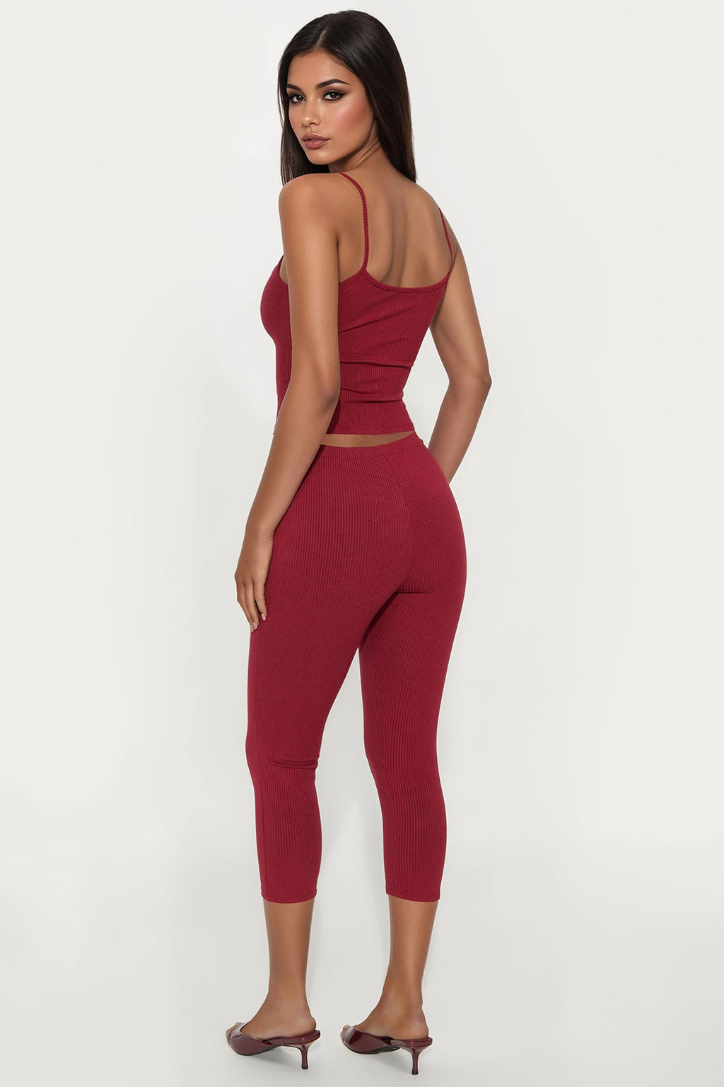 Stirling Snatched Capri Pant Set - Burgundy