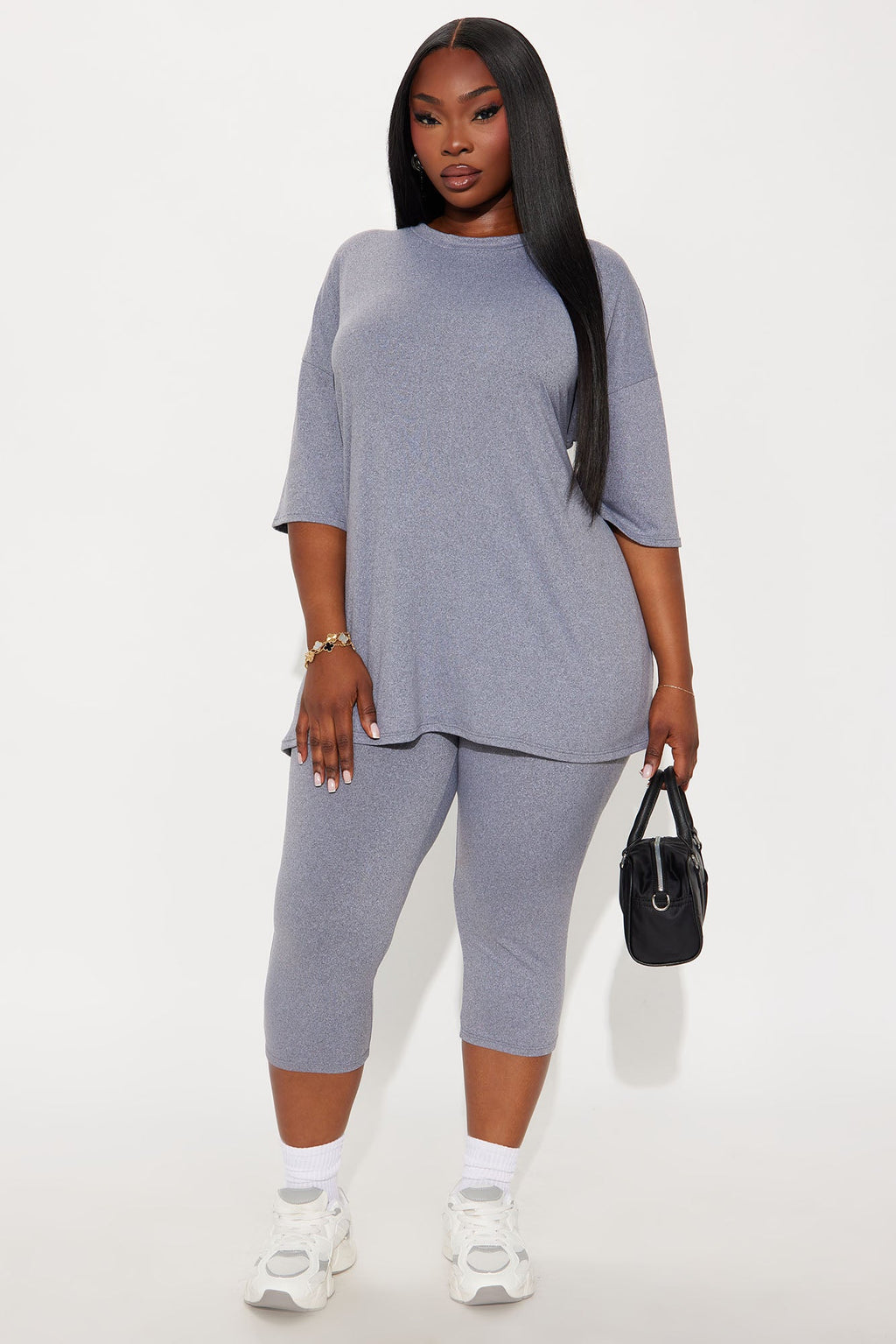 Weekend Vibes Capri Set - Heather Grey