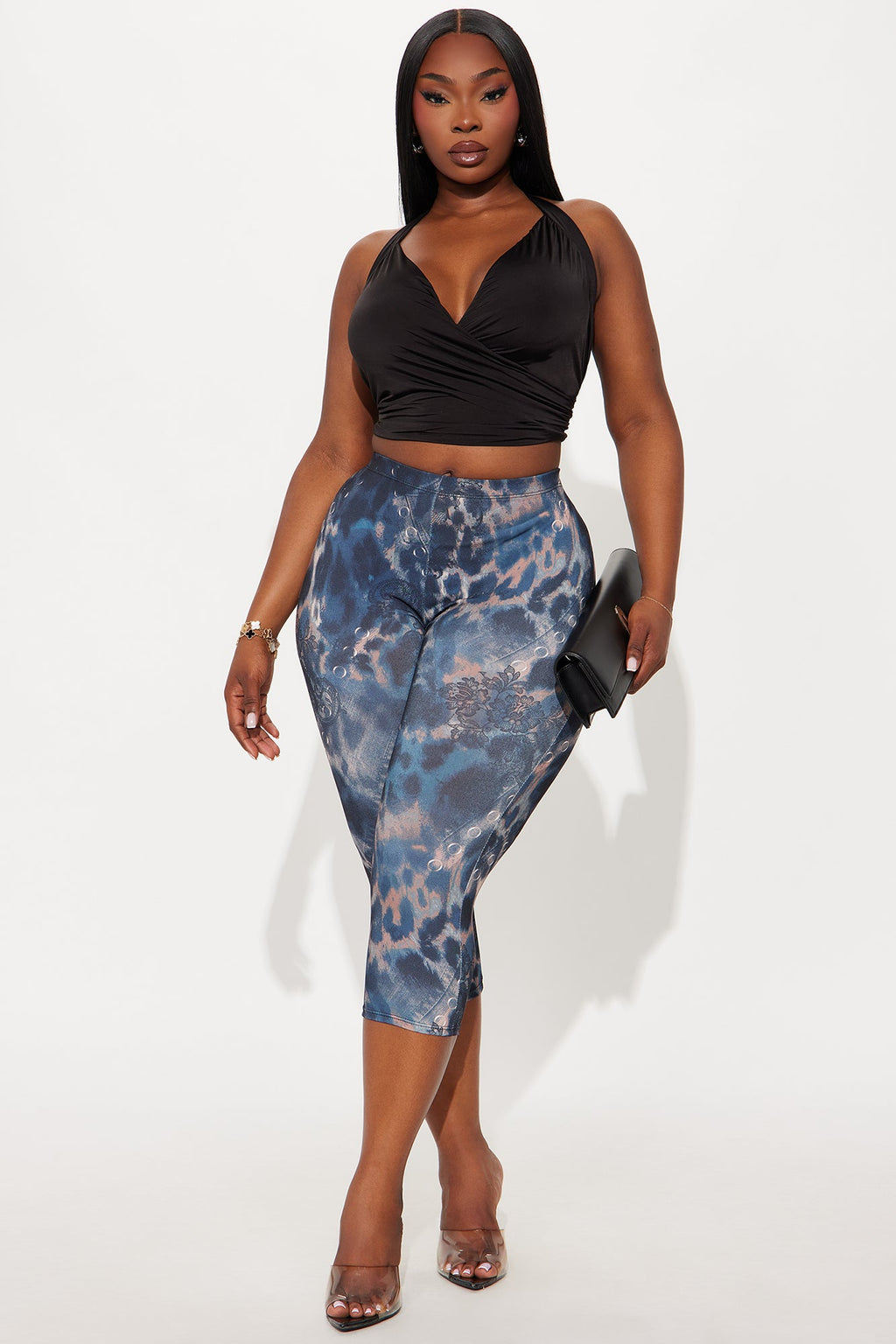 Divine Beauty Leopard Capri Legging - Black/combo