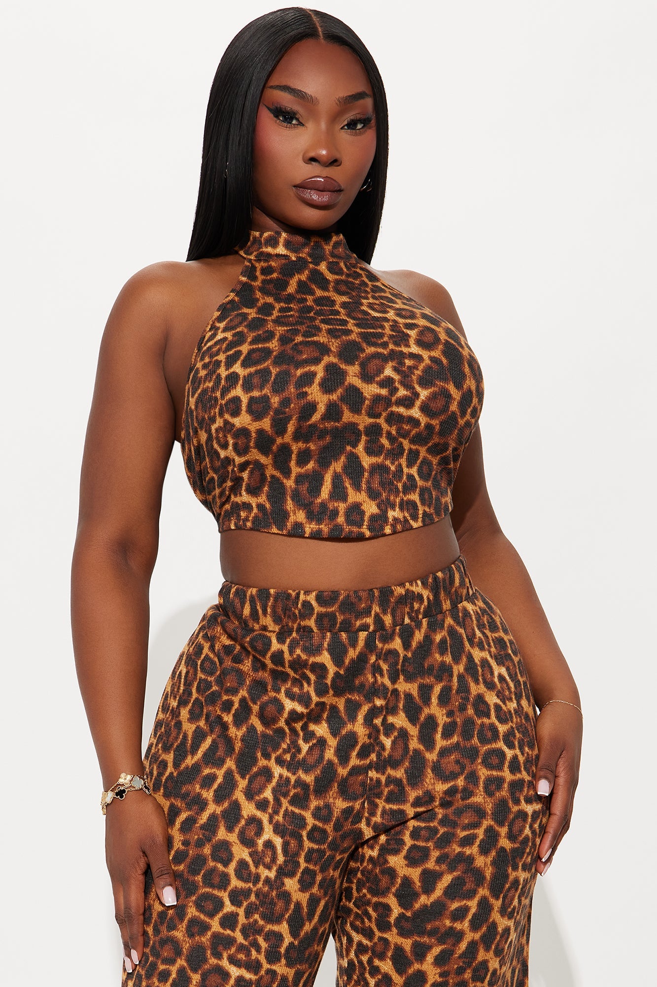 My Wild Side Leopard Pant Set - Brown/combo