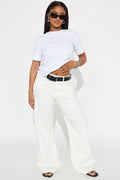 Cloud Nine Wide Leg Jeans - Cream