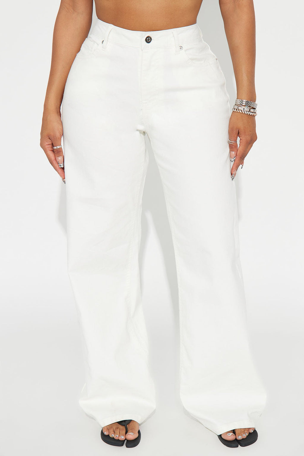 Cloud Nine Wide Leg Jeans - Cream