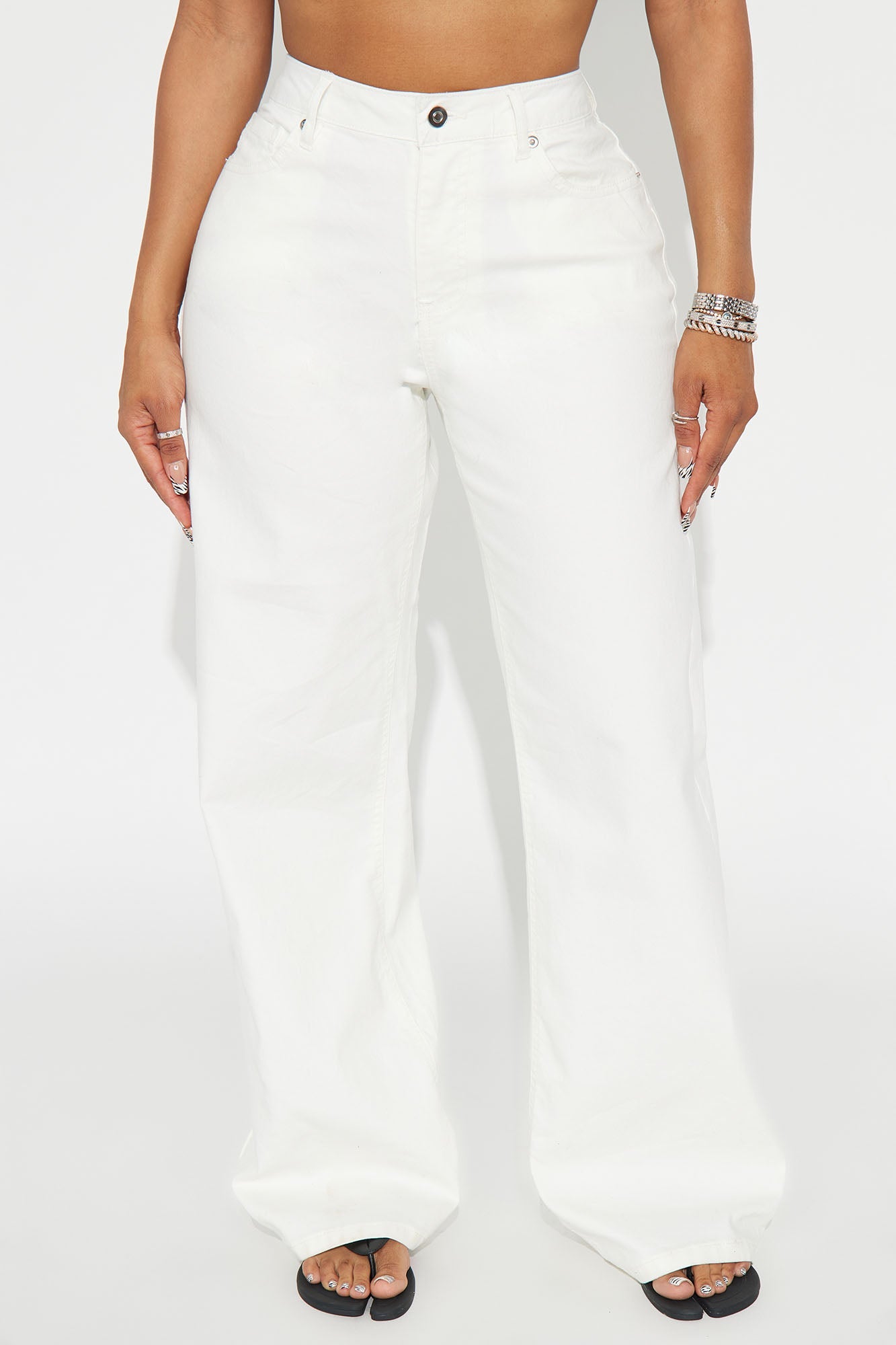 Cloud Nine Wide Leg Jeans - Cream