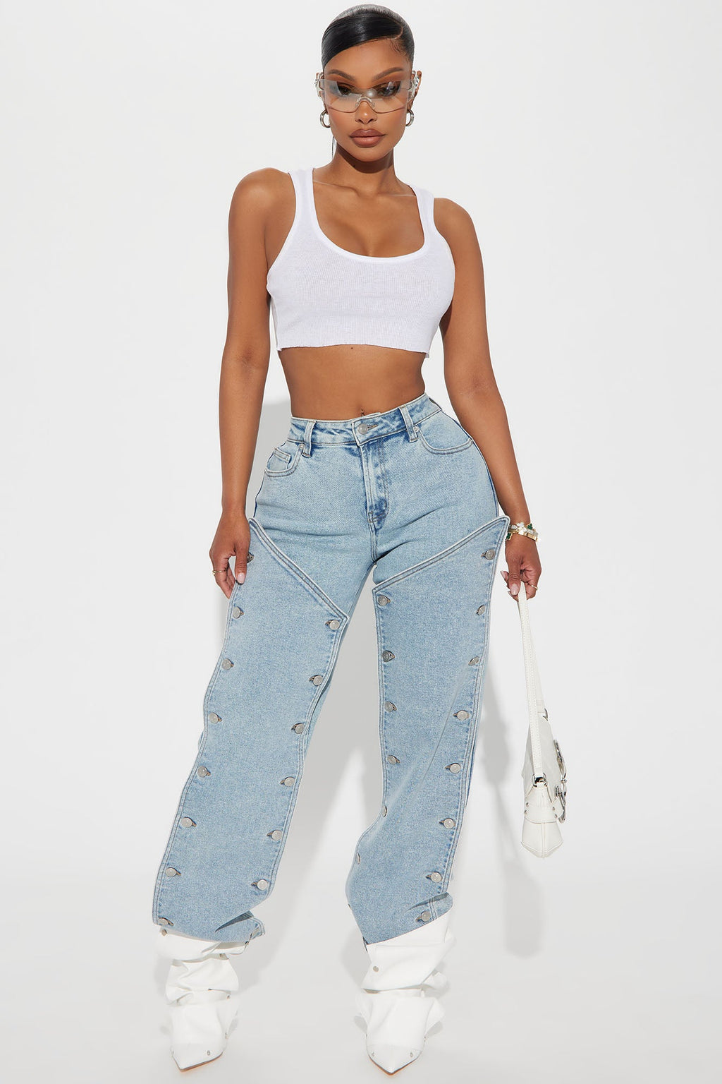 Sticking With It Stretch Straight Leg Jeans - Light Wash