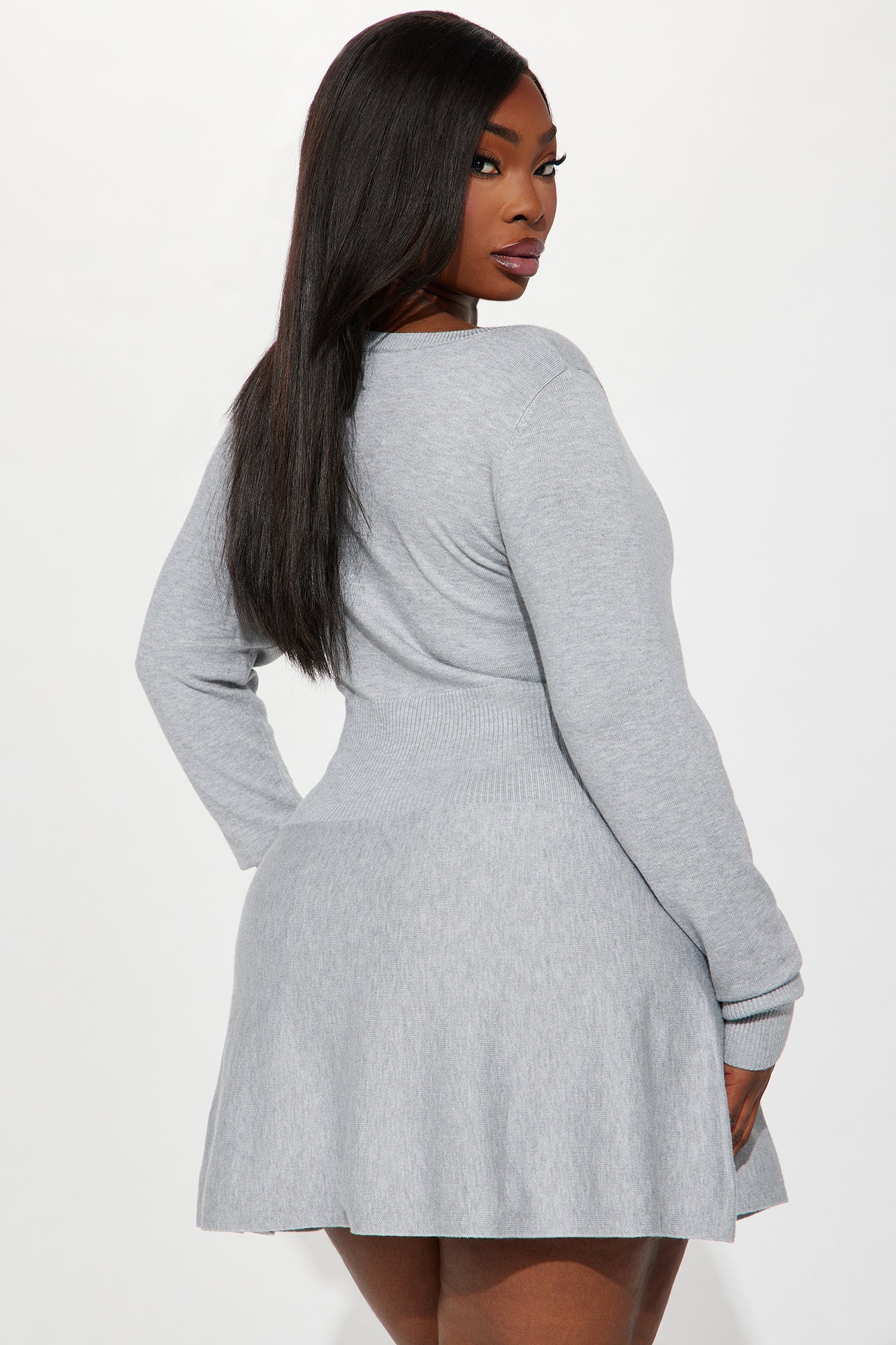 Leanna Sweater Mini Dress - Heather Grey