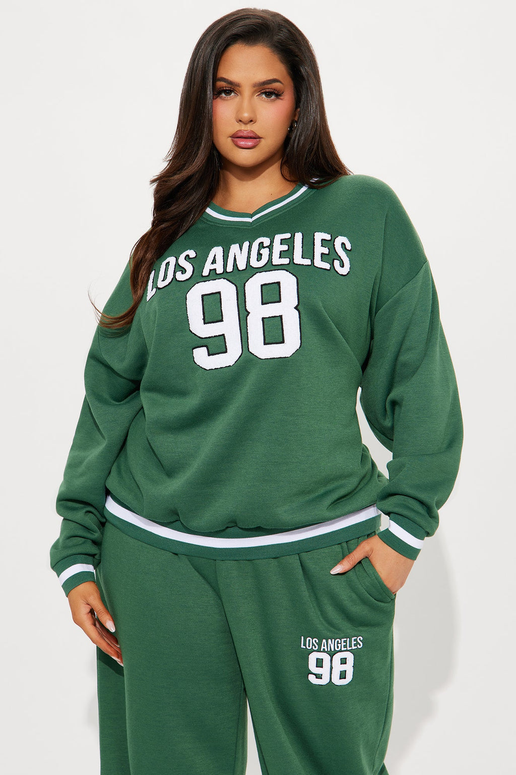 In Los Angeles Fleece Pant Set - Hunter