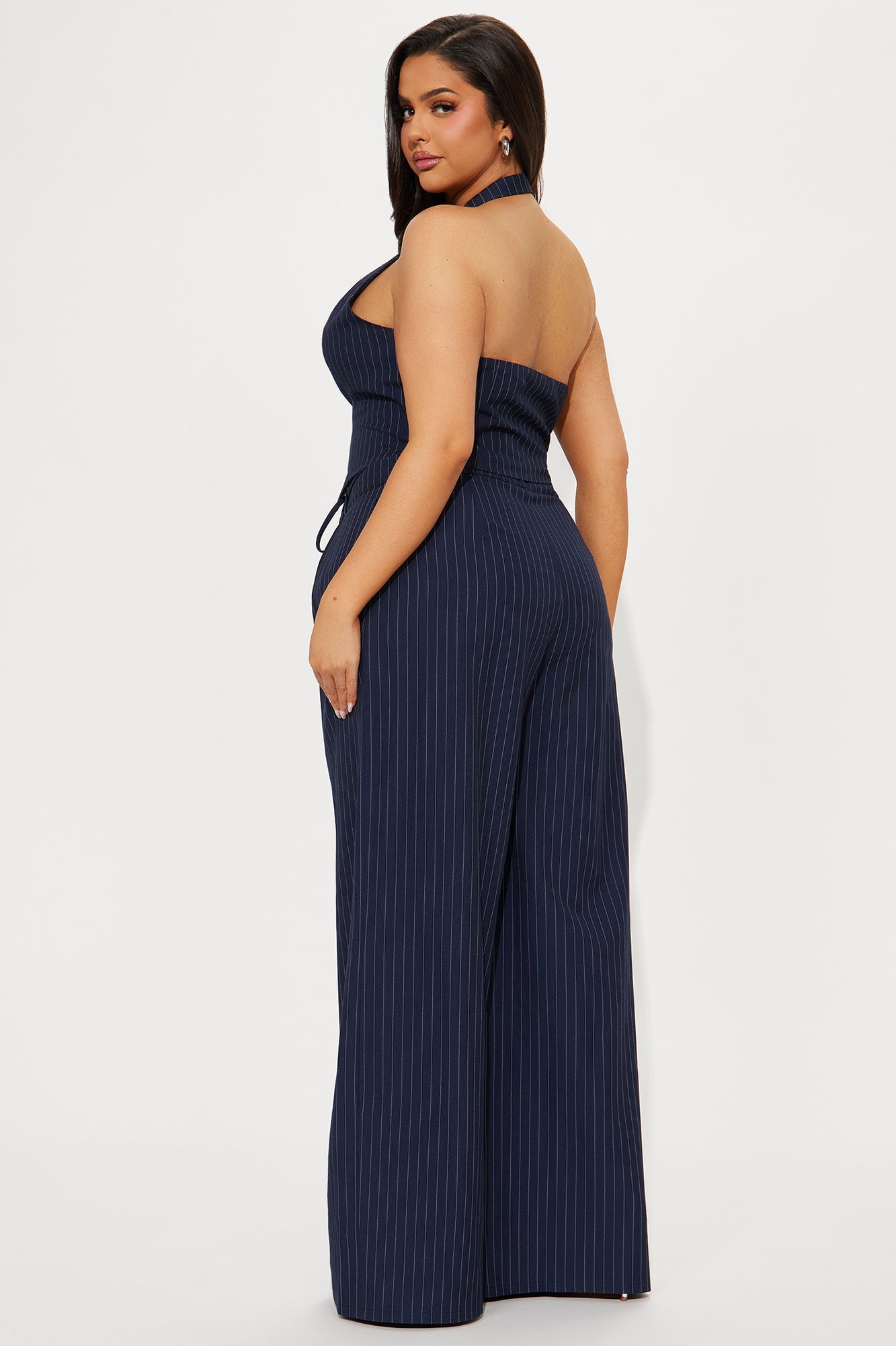 Steph Vest Pinstripe Pant Set - Navy