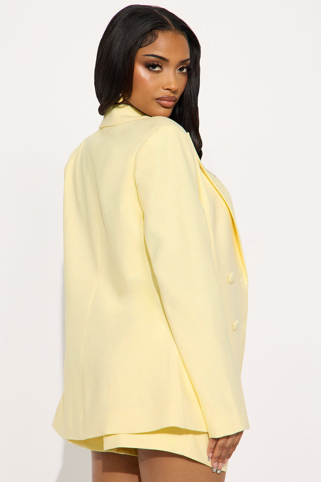 Anya Double Breasted Blazer - Butter Yellow