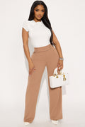 Office Tea Straight Leg Trouser Pant - Mocha