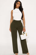 Office Tea Straight Leg Trouser Pant - Olive