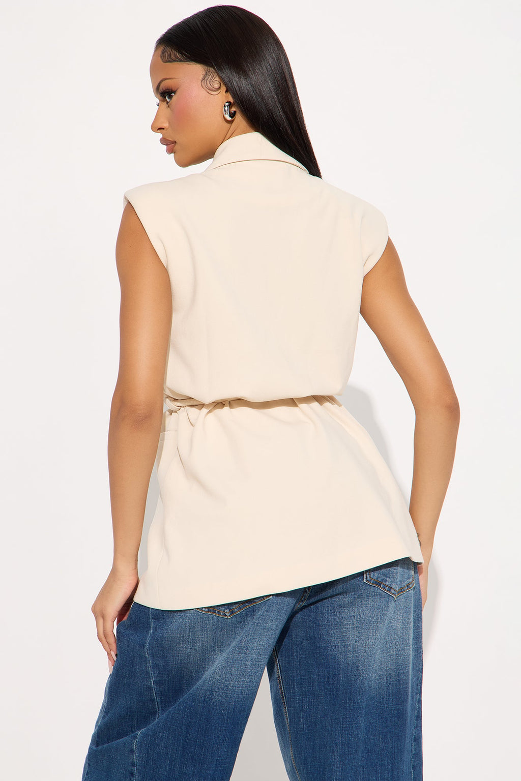 Alani Belted Vest - Cream