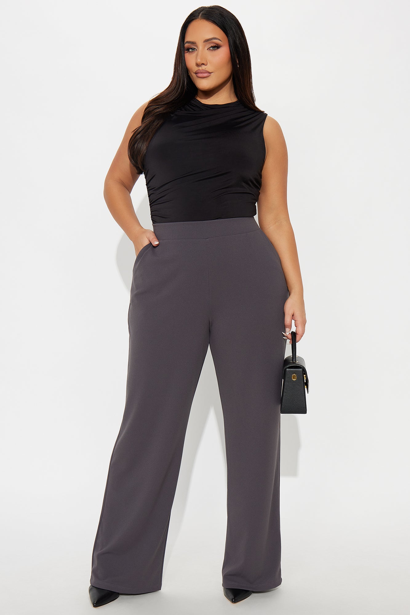 Celine Aria Wide Leg Pants - Charcoal