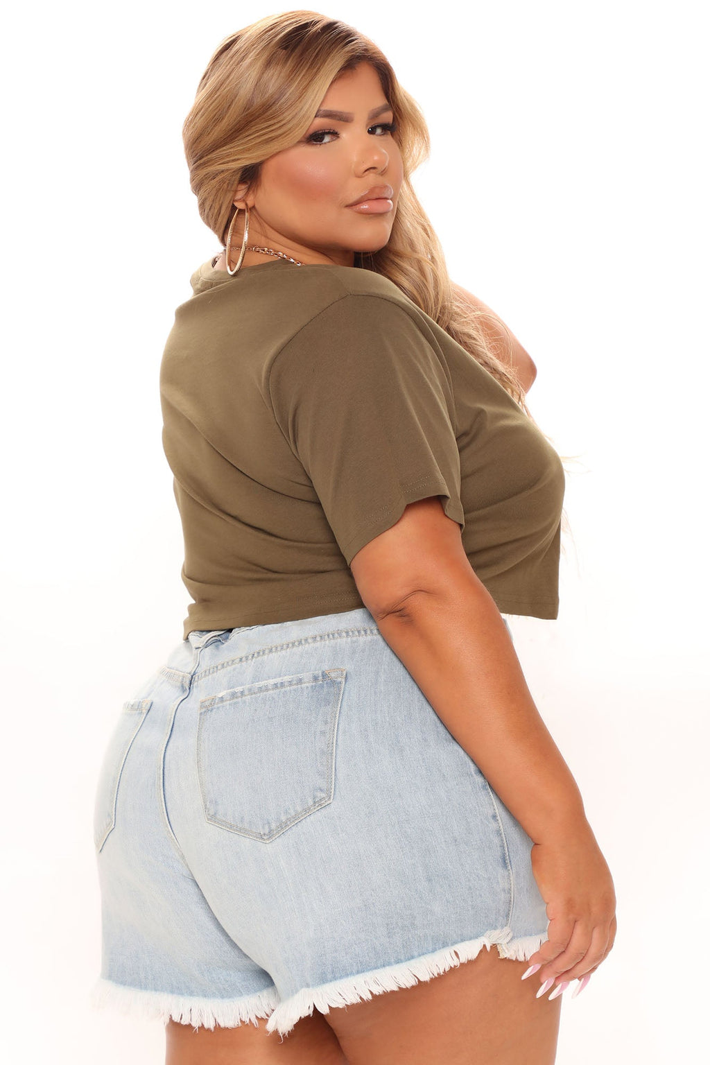 Elisa Relaxed Crop Tee - Olive