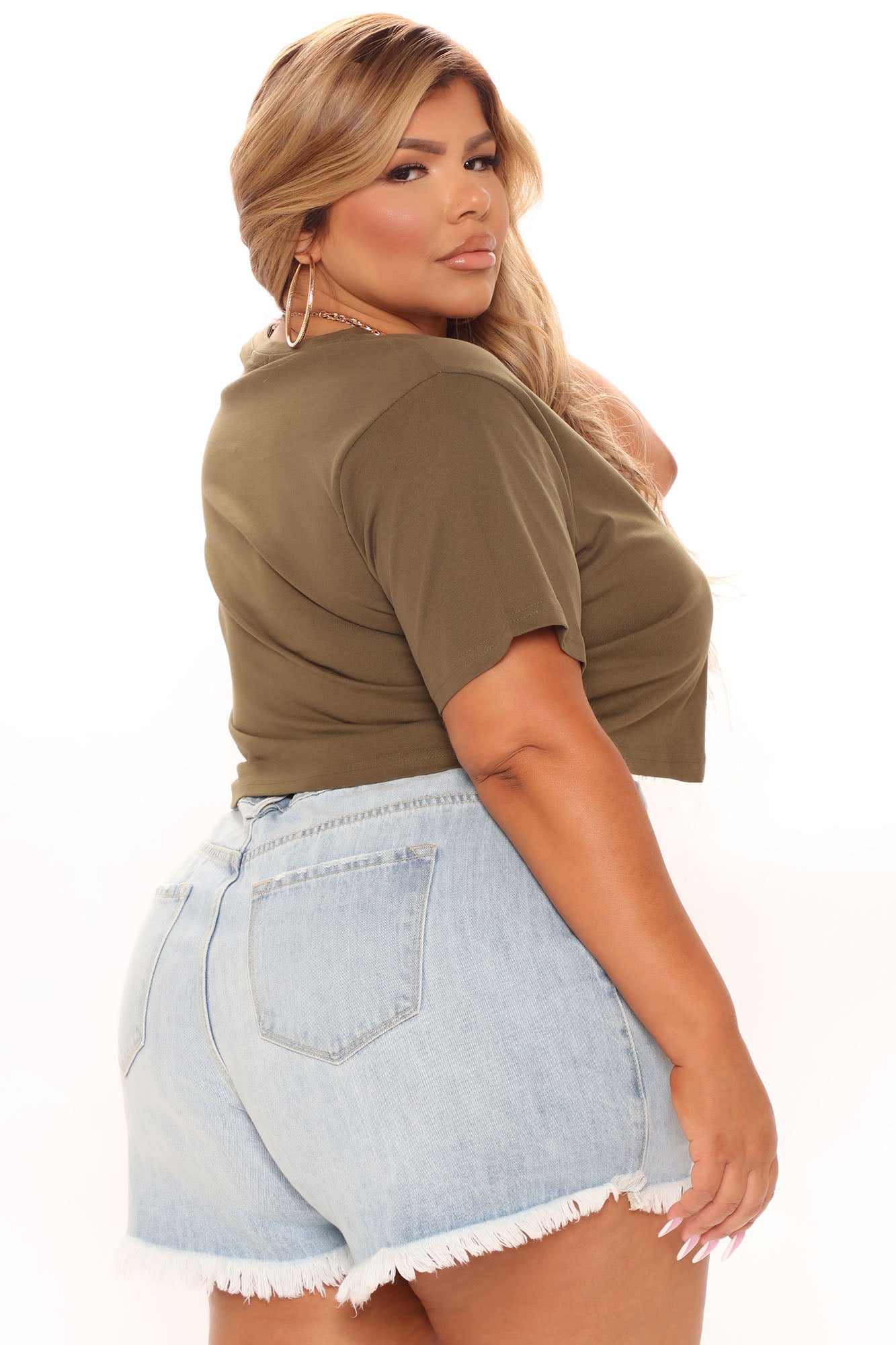 Elisa Relaxed Crop Tee - Olive