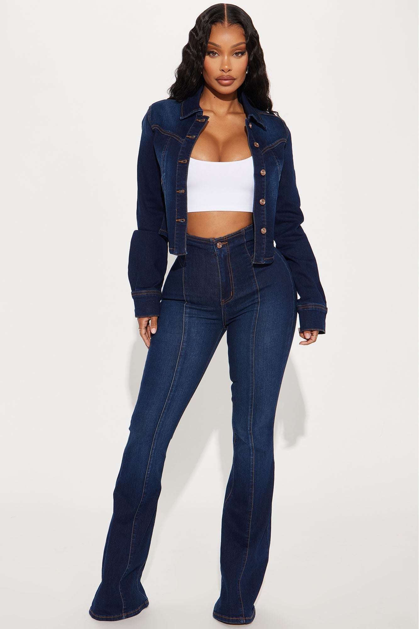 Rosemary Stretch Flare Jeans - Dark Wash