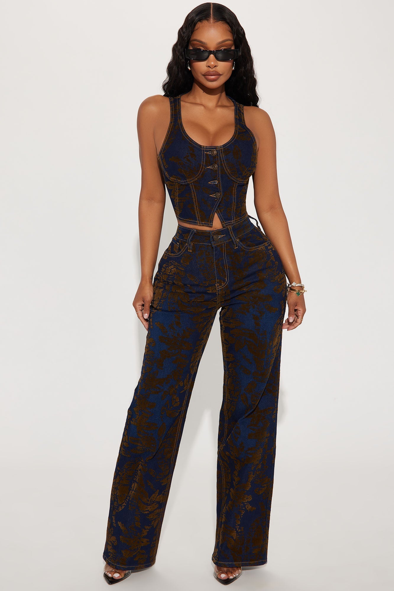 Keeping The Peace Velvet Stretch Straight Leg Jeans - Dark Wash