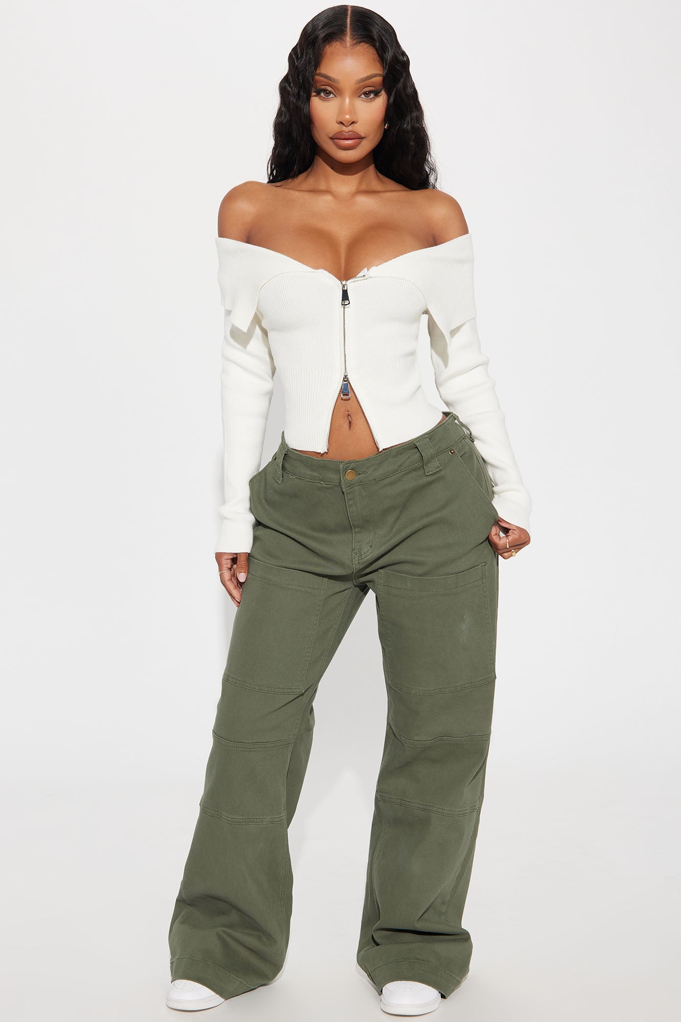 Say My Name Off Shoulder Sweater - White