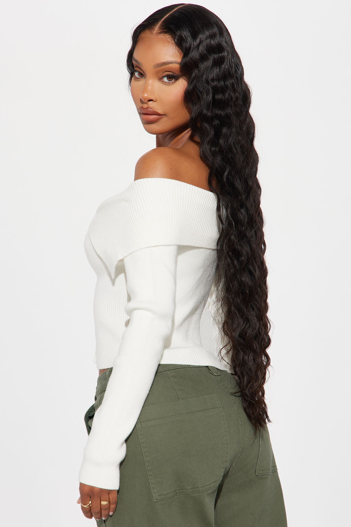 Say My Name Off Shoulder Sweater - White
