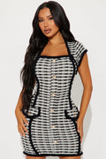 First Lady Stretch Tweed Mini Dress - Black/White