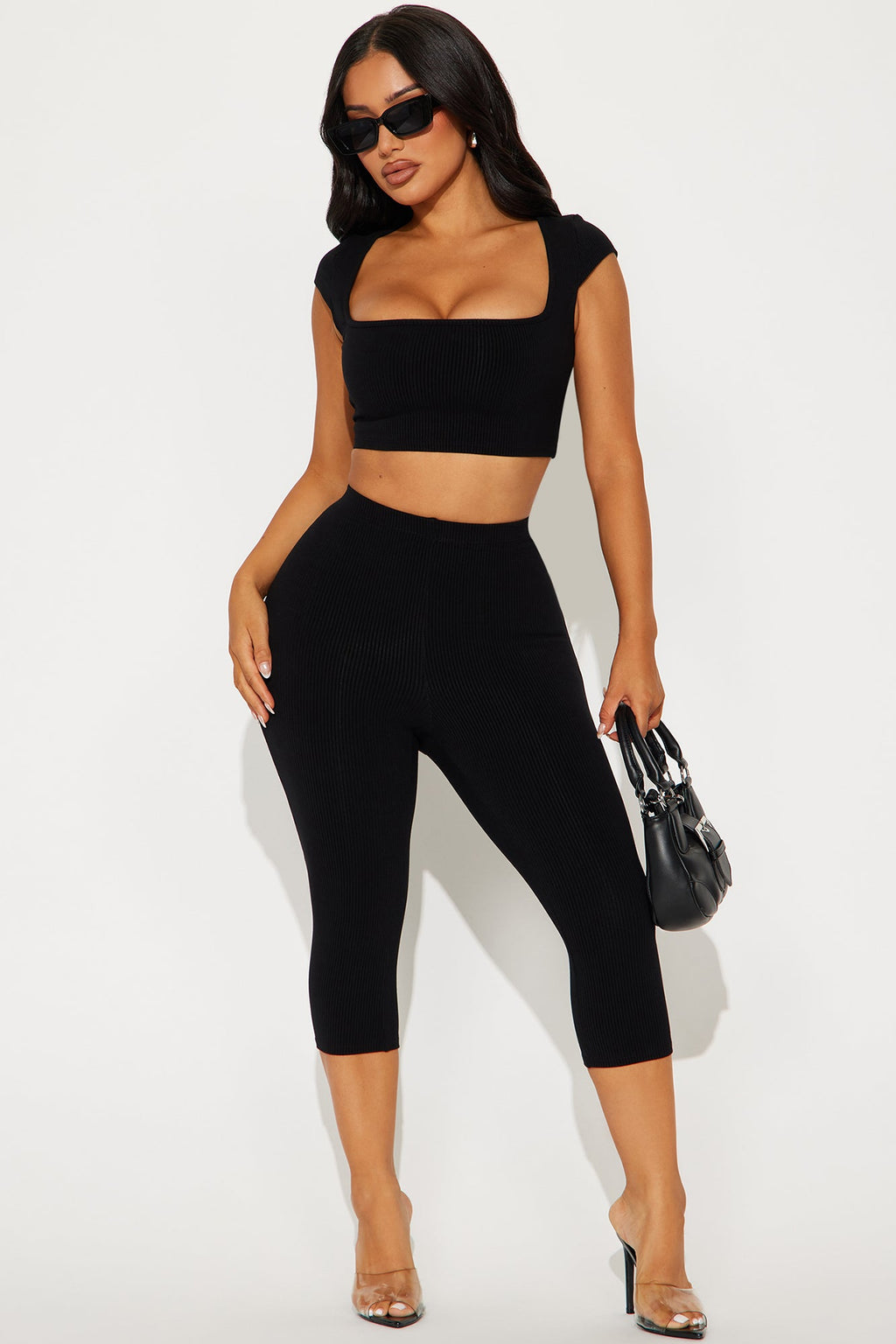 Remy Snatched Capri Pant Set - Black